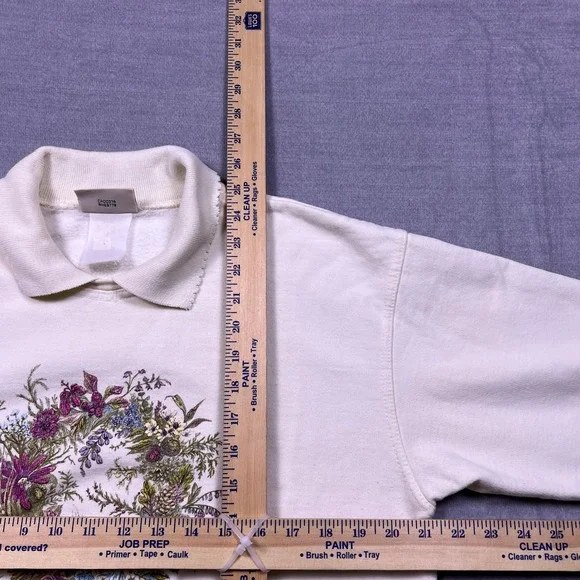 Northern Reflections Women's Cream Floral Bird Embroidered Collared Sweatshirt L - Picture 5 of 8